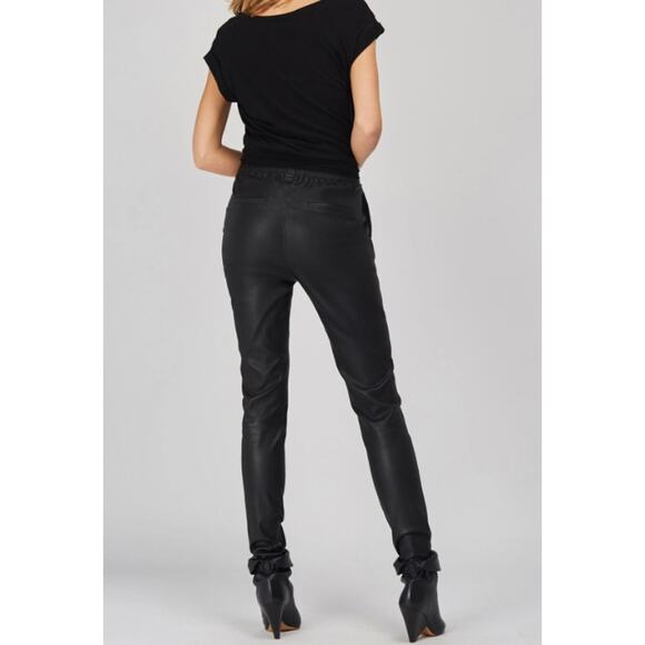 Dante6 Lebon Lamb Leather Pants Genuine Stretch 100% Leather Leggings, Black - Picture 3 of 12